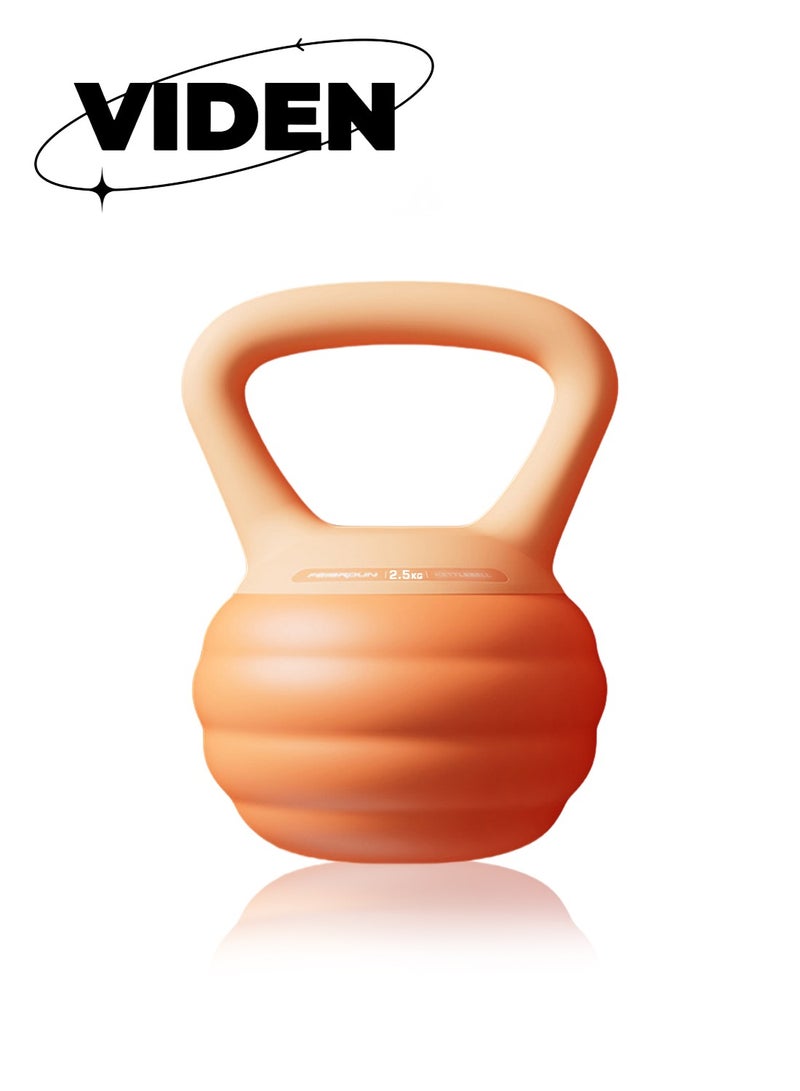 فيدين 2.5 كجم Kettlebell Pvc لينة شل Kettlebell تشكيل الجسم تدريب القوة السلامة والوقاية من الإصابات مناسبة للمنزل والمكتب وصالة الألعاب الرياضية قبضة غير قابلة للانزلاق برتقالية فاتحة - Image 1