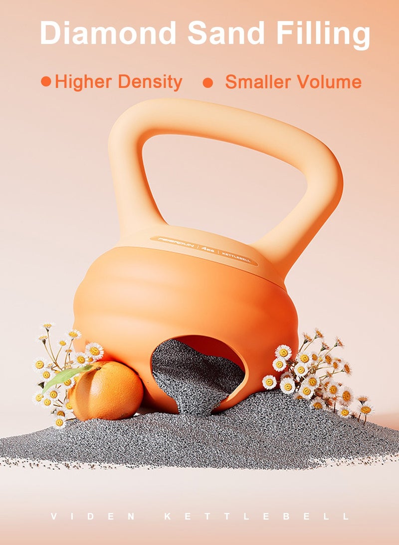 فيدين 2.5 كجم Kettlebell Pvc لينة شل Kettlebell تشكيل الجسم تدريب القوة السلامة والوقاية من الإصابات مناسبة للمنزل والمكتب وصالة الألعاب الرياضية قبضة غير قابلة للانزلاق برتقالية فاتحة - Image 5