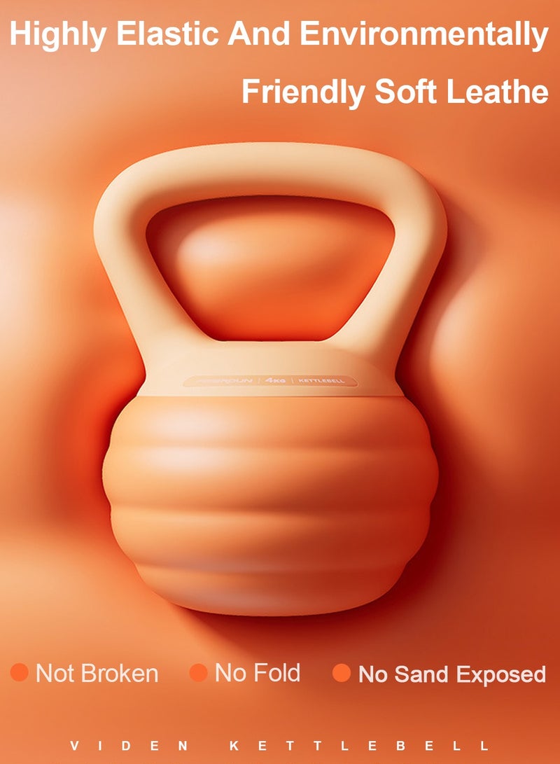 فيدين 2.5 كجم Kettlebell Pvc لينة شل Kettlebell تشكيل الجسم تدريب القوة السلامة والوقاية من الإصابات مناسبة للمنزل والمكتب وصالة الألعاب الرياضية قبضة غير قابلة للانزلاق برتقالية فاتحة - Image 2