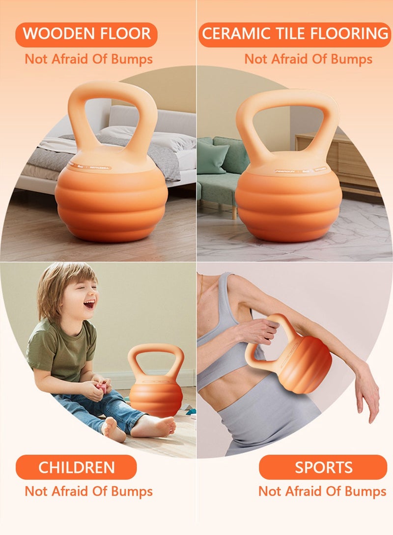 فيدين 2.5 كجم Kettlebell Pvc لينة شل Kettlebell تشكيل الجسم تدريب القوة السلامة والوقاية من الإصابات مناسبة للمنزل والمكتب وصالة الألعاب الرياضية قبضة غير قابلة للانزلاق برتقالية فاتحة - Image 3