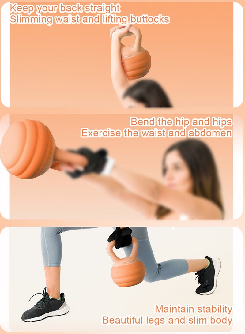 فيدين 2.5 كجم Kettlebell Pvc لينة شل Kettlebell تشكيل الجسم تدريب القوة السلامة والوقاية من الإصابات مناسبة للمنزل والمكتب وصالة الألعاب الرياضية قبضة غير قابلة للانزلاق برتقالية فاتحة - Image 4