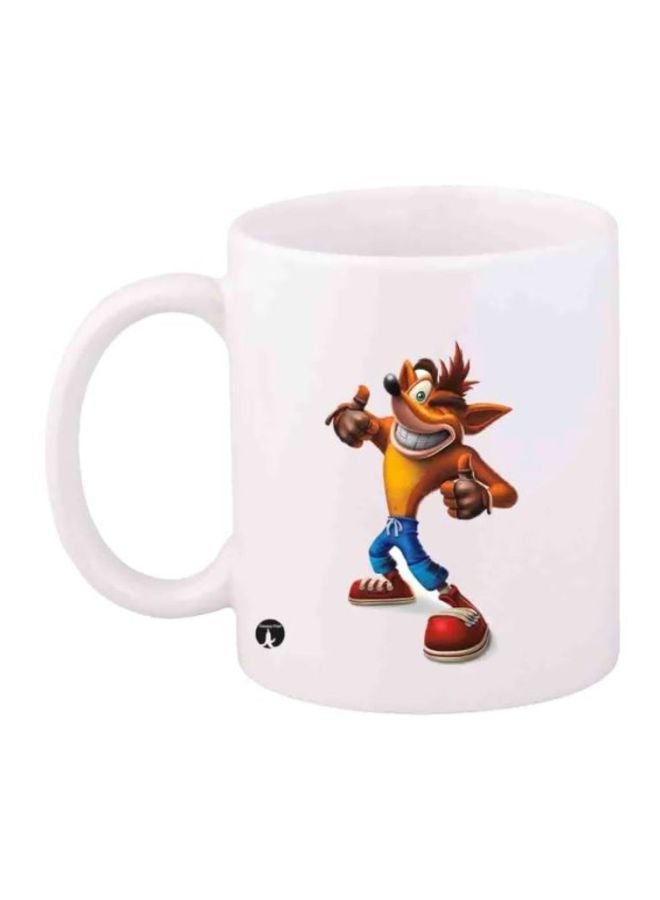 RYN فنجان قهوة مطبوع بتصميم تصادم أبيض/بني/أزرق