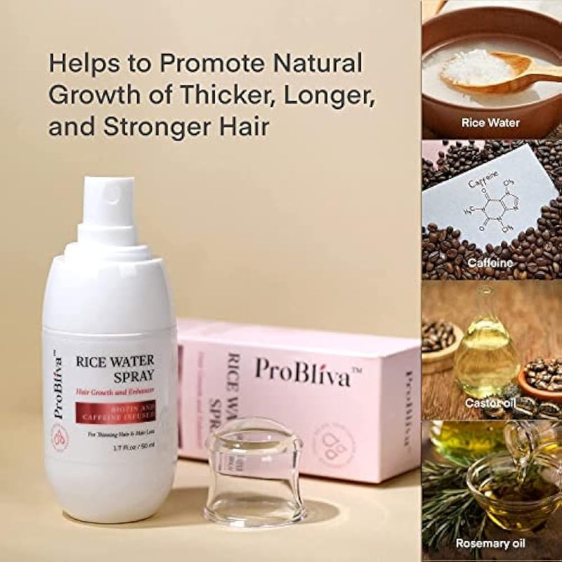 ProBliva Hair Serum: Rice Water, Rosemary Oil, Castor Oil for Thicker, Longer and Fuller Hair - Hair Products for Women and Men With Biotin and Caffeine - Image 5