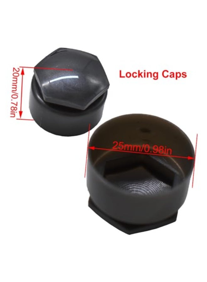 غطاء مركز العجلة لأودي: 20 قطعة 25 مم عجلة مركز لوغ المكسرات المسمار غطاء مصممة لأودي A1 A2 A3 A4 A5 A6 A7 A8 Q3 Q5 TT S3 S5 S6 S8 RS3 RS4 RS5 RS6 R8 مع 4 قفل غطاء + أداة إزالة (أسود) - Image 3