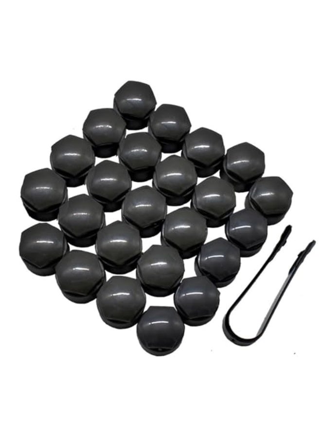 غطاء مركز العجلة لأودي: 20 قطعة 25 مم عجلة مركز لوغ المكسرات المسمار غطاء مصممة لأودي A1 A2 A3 A4 A5 A6 A7 A8 Q3 Q5 TT S3 S5 S6 S8 RS3 RS4 RS5 RS6 R8 مع 4 قفل غطاء + أداة إزالة (أسود) - Image 1