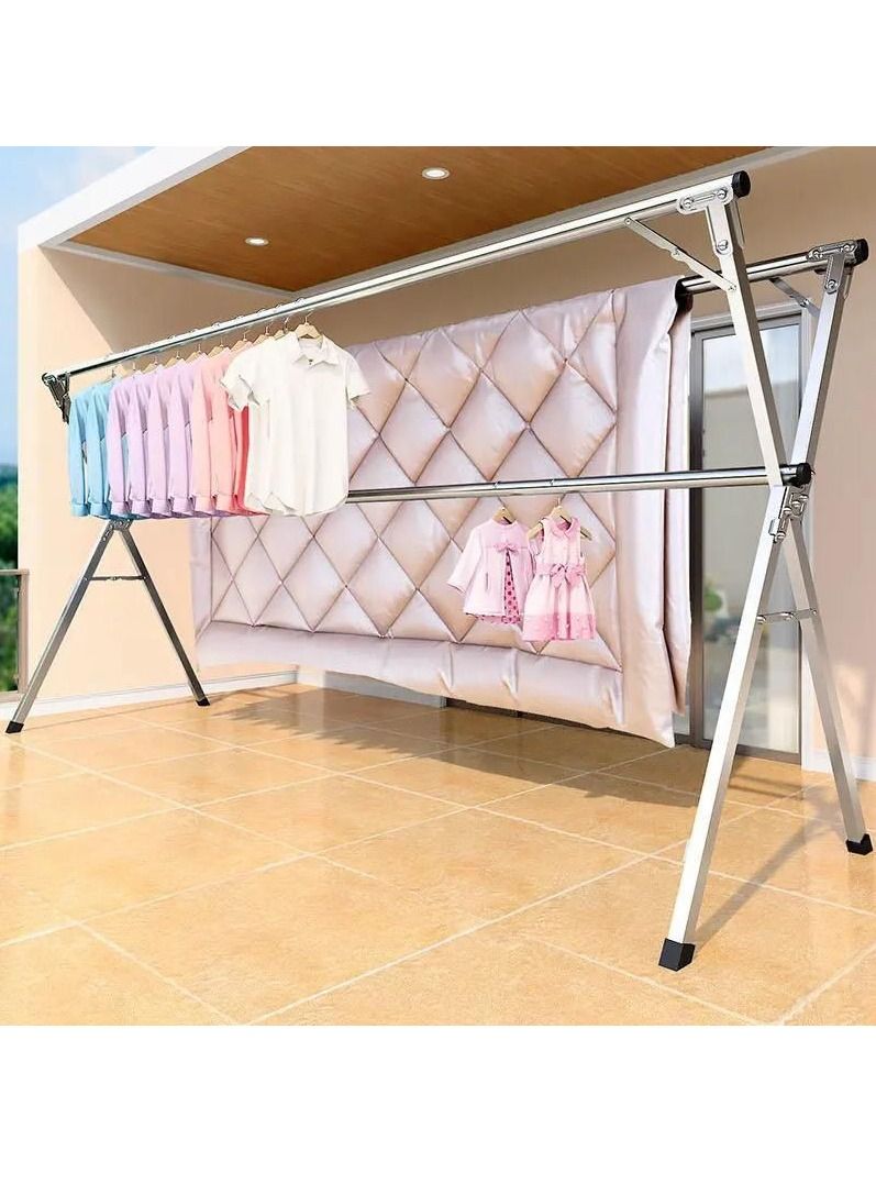 DubaiGallery Clothes Drying Rack for Laundry Foldable Free of Installation Adjustable Stainless Steel Garment Rack  - Image 1