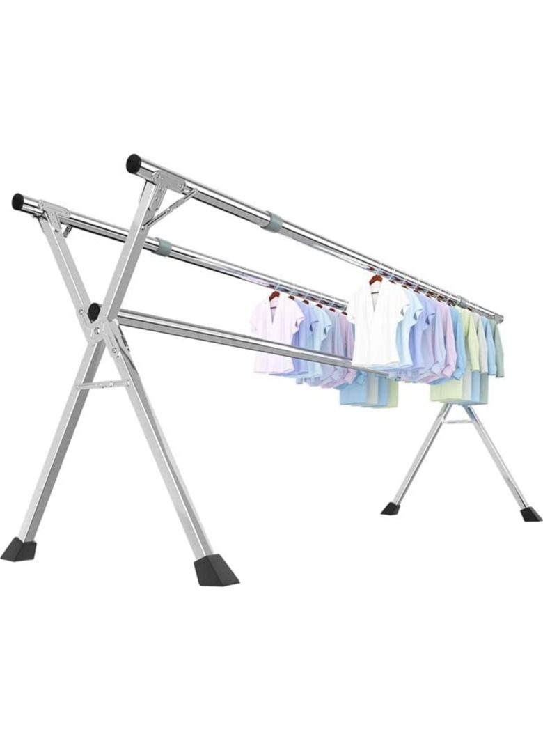 DubaiGallery Clothes Drying Rack for Laundry Foldable Free of Installation Adjustable Stainless Steel Garment Rack  - Image 3
