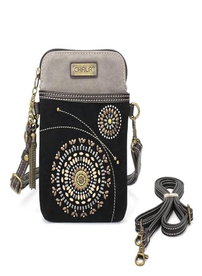 CHALA Dazzled Cell Phone Crossbody Purse-Women PU Leather Multicolor Handbag with Adjustable Strap - Starburst - black - Image 5