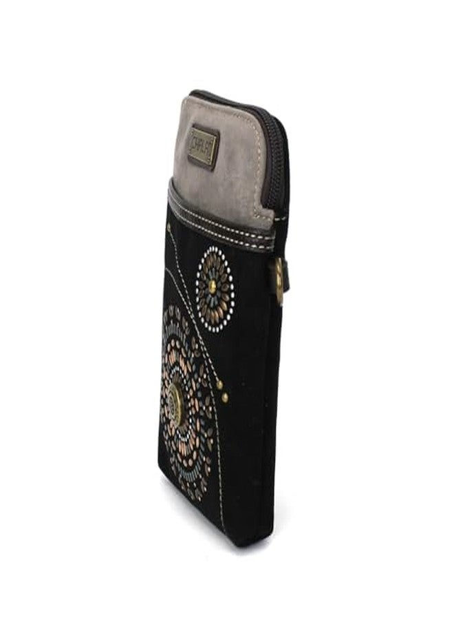CHALA Dazzled Cell Phone Crossbody Purse-Women PU Leather Multicolor Handbag with Adjustable Strap - Starburst - black - Image 4