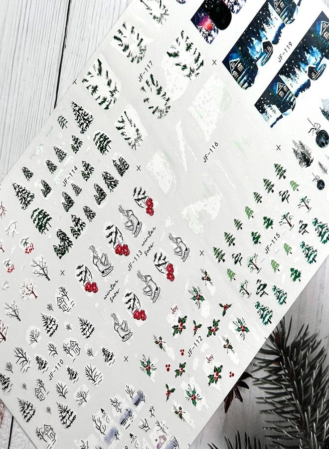 ASABITE 12 Sheets Christmas Nail Stickers Decals for Nail Art Snowflake Christmas Tree Water Transfer Nail Stickers Winter Holiday Nail Art Supplies French Nail Decorations Xmas Nail Art Stickers for Women - Image 4