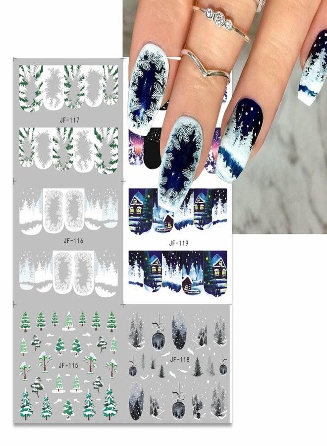 ASABITE 12 Sheets Christmas Nail Stickers Decals for Nail Art Snowflake Christmas Tree Water Transfer Nail Stickers Winter Holiday Nail Art Supplies French Nail Decorations Xmas Nail Art Stickers for Women - Image 1