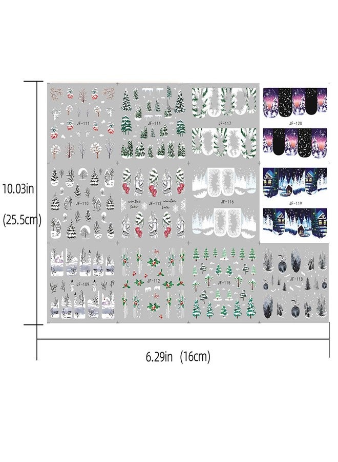 ASABITE 12 Sheets Christmas Nail Stickers Decals for Nail Art Snowflake Christmas Tree Water Transfer Nail Stickers Winter Holiday Nail Art Supplies French Nail Decorations Xmas Nail Art Stickers for Women - Image 5