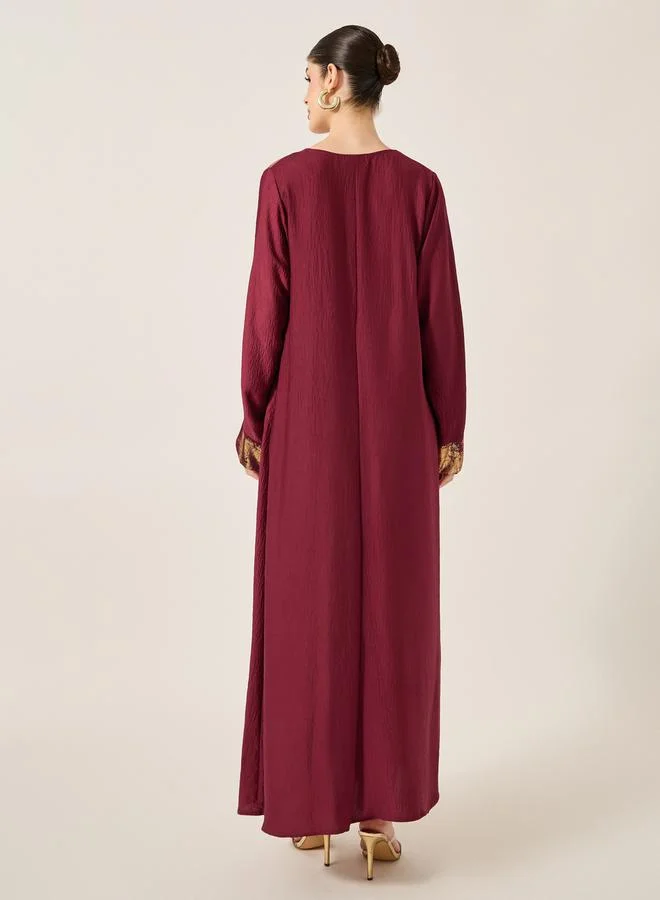Styli Embellished Round Neck A-Line Jalabyia