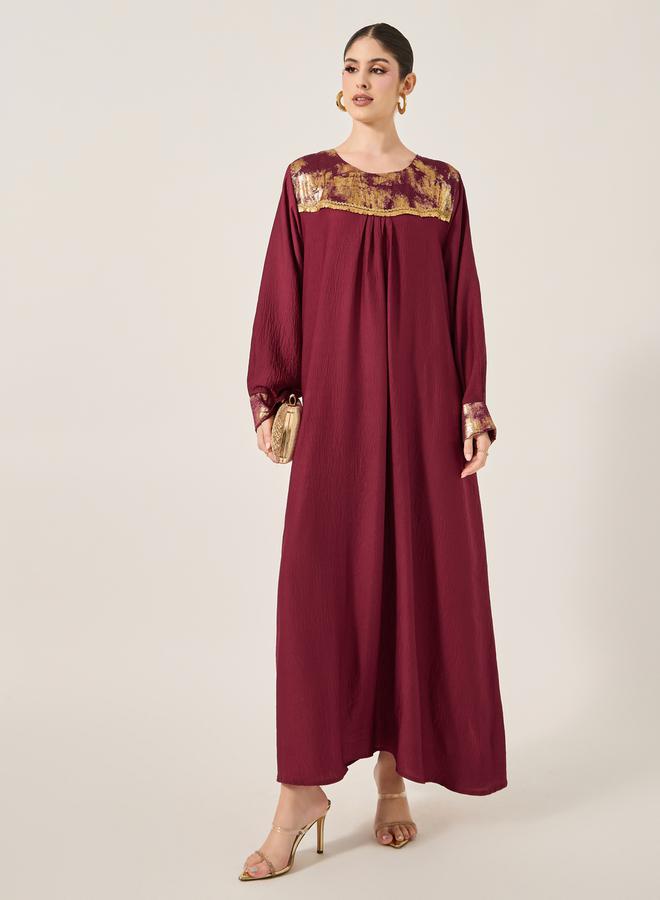 Styli Embellished Round Neck A-Line Jalabyia  - Image 1