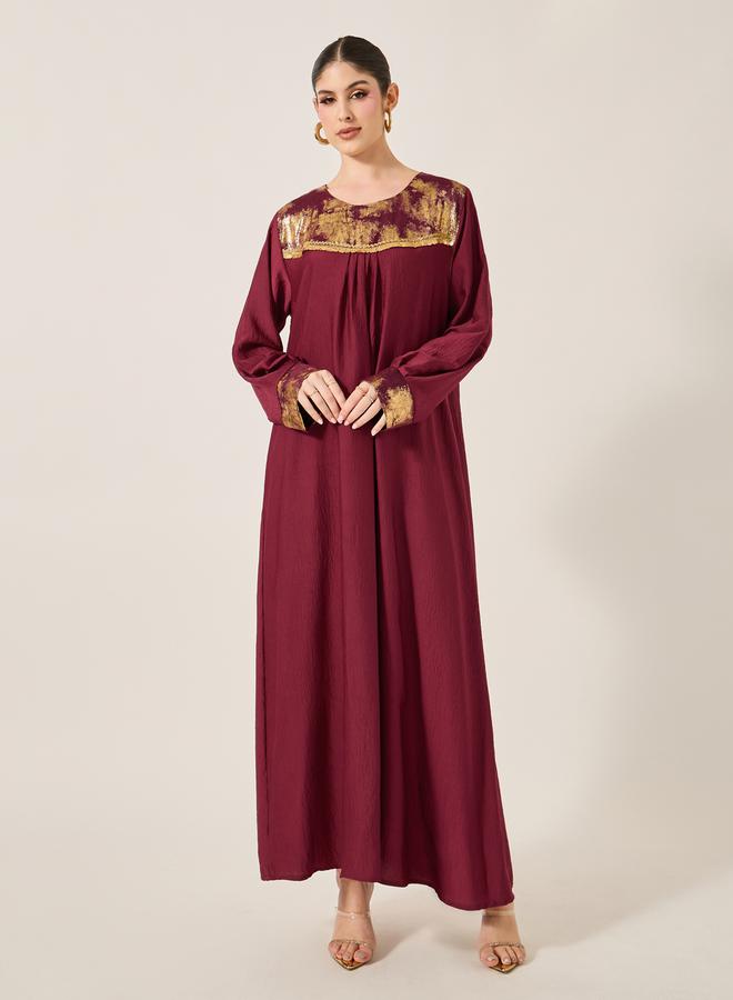 Styli Embellished Round Neck A-Line Jalabyia  - Image 2