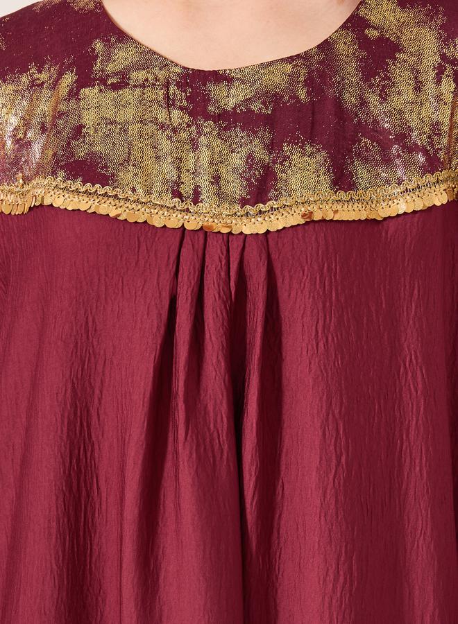 Styli Embellished Round Neck A-Line Jalabyia  - Image 4