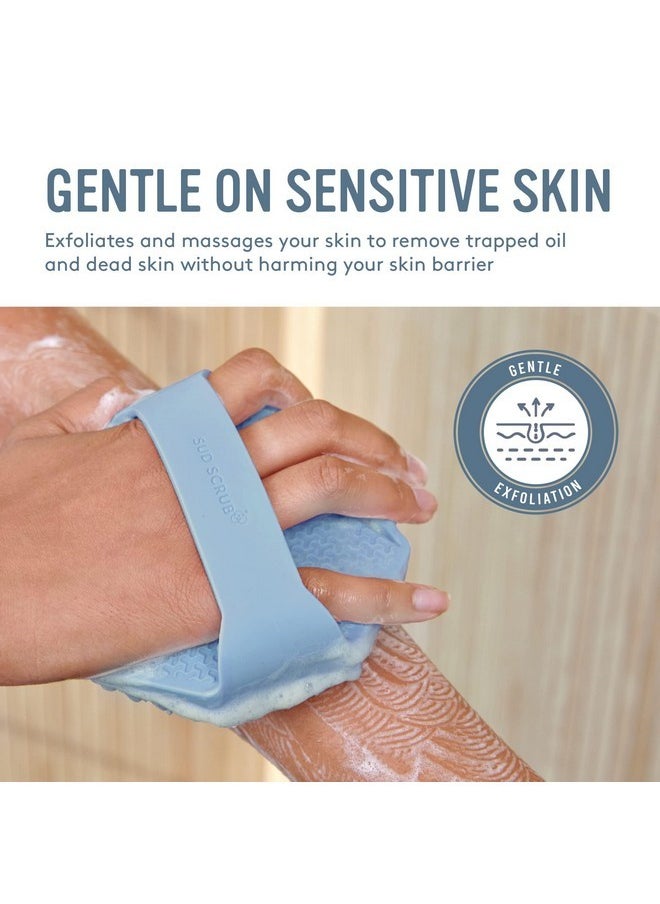 Sud Scrub Sud Scrub® Antimicrobial Silicone Body Scrubber, Exfoliating Body Scrubber for Sensitive Skin, Eco Friendly Shower Scrubber for Body, Silicone Body Brush for Showering, Blue  - Image 3