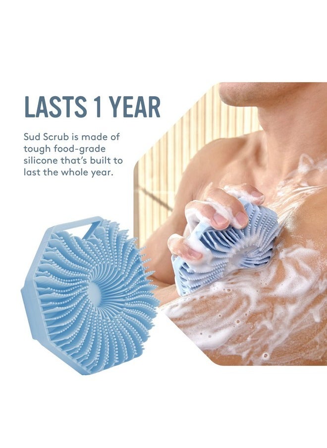 Sud Scrub Sud Scrub® Antimicrobial Silicone Body Scrubber, Exfoliating Body Scrubber for Sensitive Skin, Eco Friendly Shower Scrubber for Body, Silicone Body Brush for Showering, Blue  - Image 4