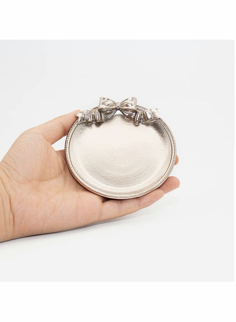 Vintage Decorative Tray, Storage Tray Plate Jewelry Tray Small Ornament Storage Tray Ring Chain Bracelet Earring Tray Cosmetic Jewelry Storage Box Retro Design Bow Resin Tray  - Image 3