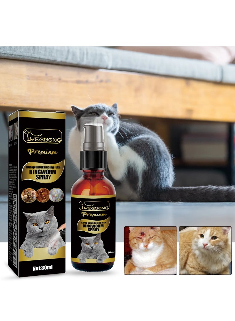 YEGBONG Cat Ringworm Spray Cleans Pet Skin and Paws Restorative and Itch-Relieving Calming Spray Remove mites   cat moss and skin care for pet cats - Image 1