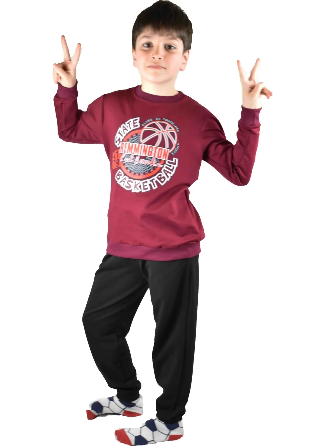 Bluence Men's Waiter Printed Claret Red Cotton Tracksuit Set