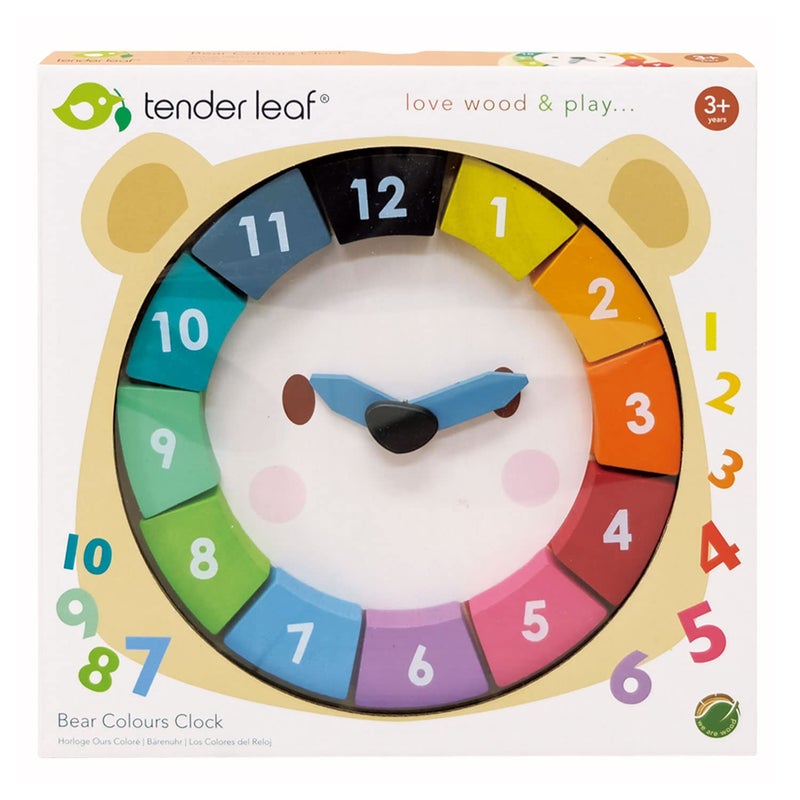 Tender Leaf Toys - 12 Pcs Bear Colors Clock, Early Learning Time, Educational Learning Clock Toy - Wooden Clock, Lovely Shapes - Cognitive Toy for Kids - Image 5