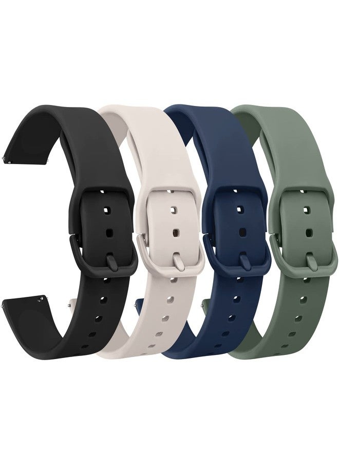 Mugust Silicone Bands for Fitvii HM57 / MorePro HM57 Smart Watch, 22mm Soft Silicone Bands for Fitvii / MorePro HM57 Smartwatch Replacement Wristband Adjustable Straps (Black+Starlight+Deep Blue+Green, Stainless Steel) - Image 1