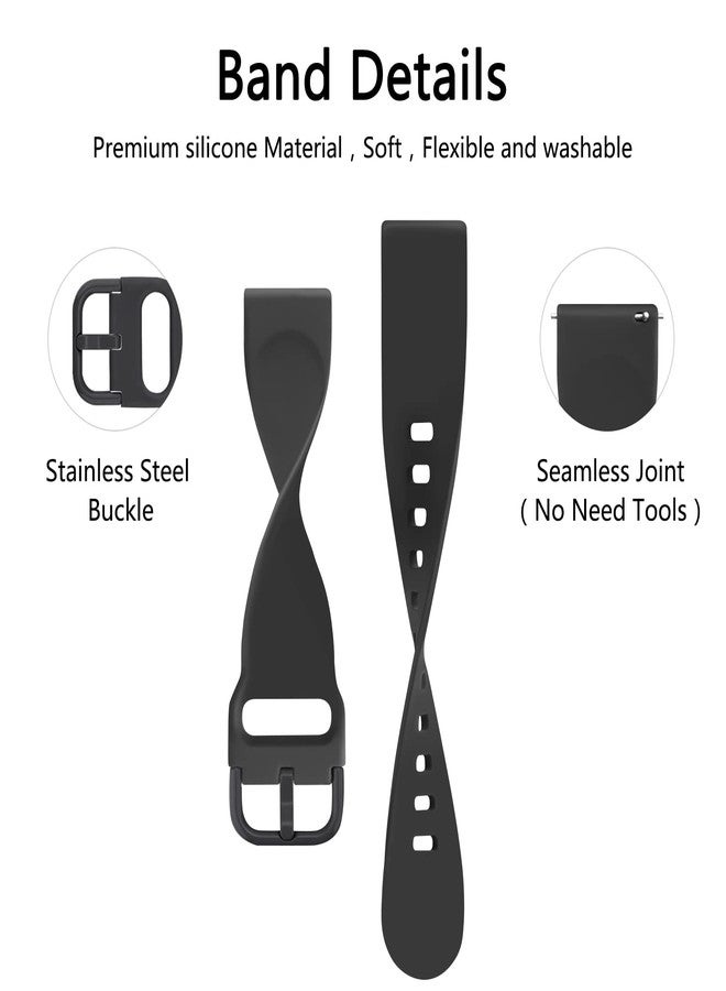 Mugust Silicone Bands for Fitvii HM57 / MorePro HM57 Smart Watch, 22mm Soft Silicone Bands for Fitvii / MorePro HM57 Smartwatch Replacement Wristband Adjustable Straps (Black+Starlight+Deep Blue+Green, Stainless Steel) - Image 3