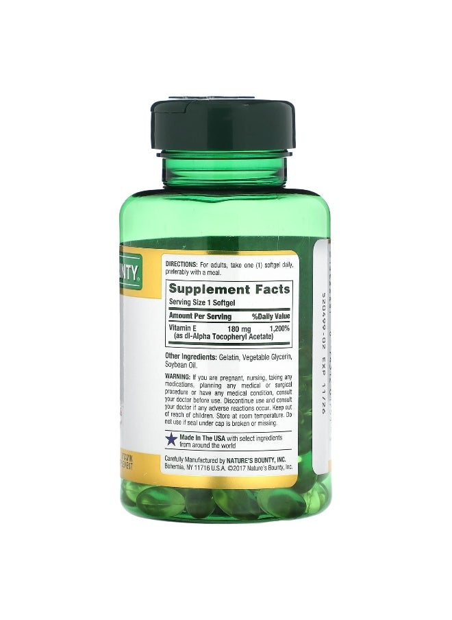 NATURE'S BOUNTY - Nature's Bounty, Vitamin E, 180 mg, 120 Rapid Release Softgels - Image 1