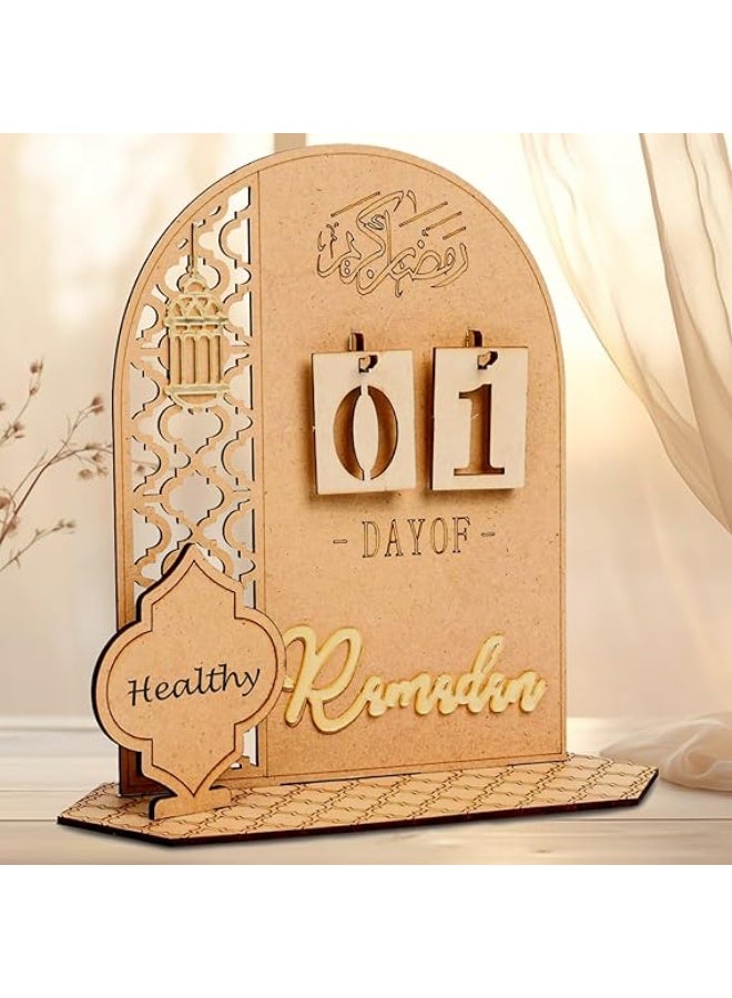 Ramadan Advent Calendar Wooden Countdown Calendars Decorations for Home, 30 Days Til Eid, Ramadan Gift for Kids, Ramadan and Eid Decor - Image 1