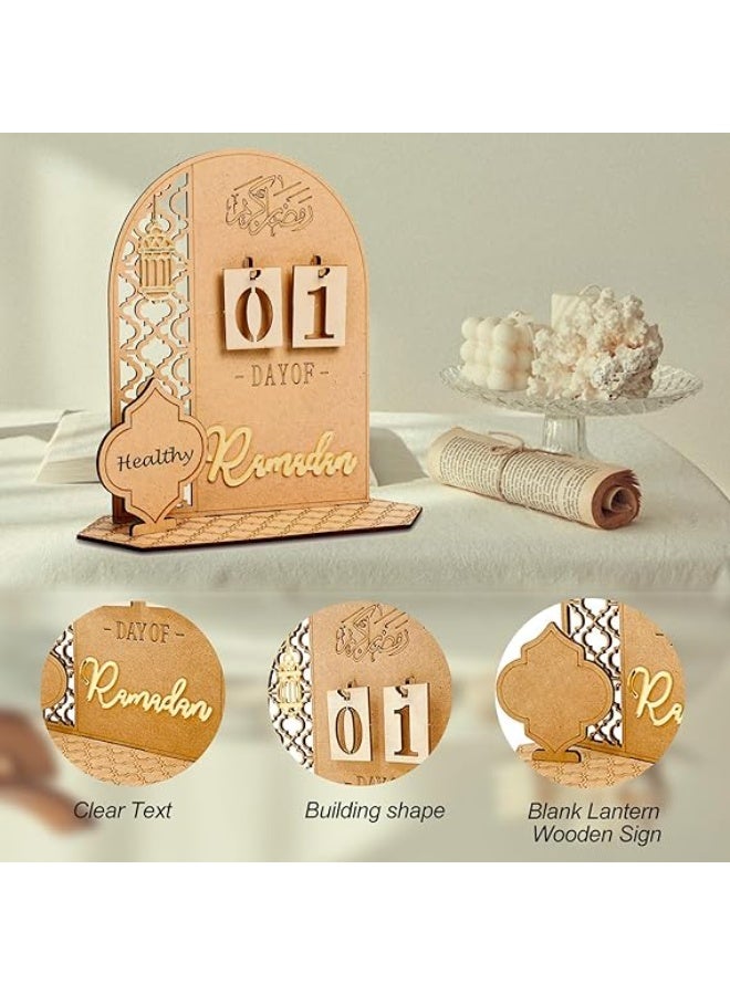 Ramadan Advent Calendar Wooden Countdown Calendars Decorations for Home, 30 Days Til Eid, Ramadan Gift for Kids, Ramadan and Eid Decor - Image 5