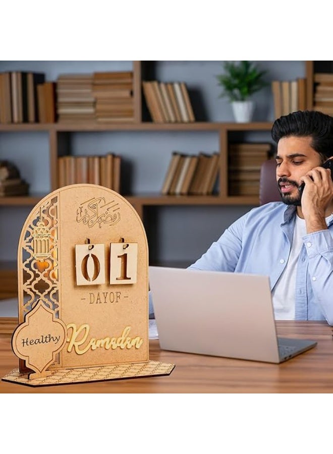 Ramadan Advent Calendar Wooden Countdown Calendars Decorations for Home, 30 Days Til Eid, Ramadan Gift for Kids, Ramadan and Eid Decor - Image 3