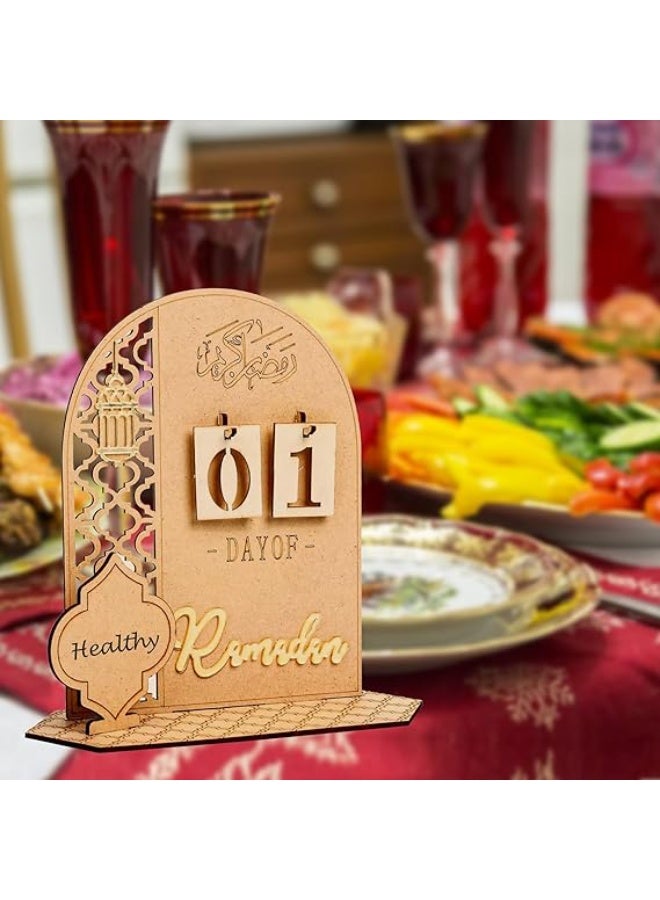 Ramadan Advent Calendar Wooden Countdown Calendars Decorations for Home, 30 Days Til Eid, Ramadan Gift for Kids, Ramadan and Eid Decor - Image 4