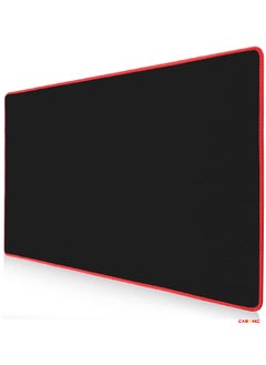 CARONIC Extended Gaming Mouse Pad with Stitched Edges Durable Non-Slip Natural Rubber Base Waterproof Computer Keyboard Pad Mat For Esports Pros Gamer Desktop Office Black Red  - Image 1
