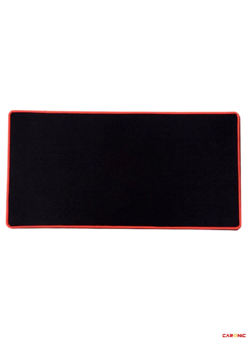 CARONIC - Extended Gaming Mouse Pad with Stitched Edges Durable Non-Slip Natural Rubber Base Waterproof Computer Keyboard Pad Mat For Esports Pros Gamer Desktop Office Black Red - Image 1