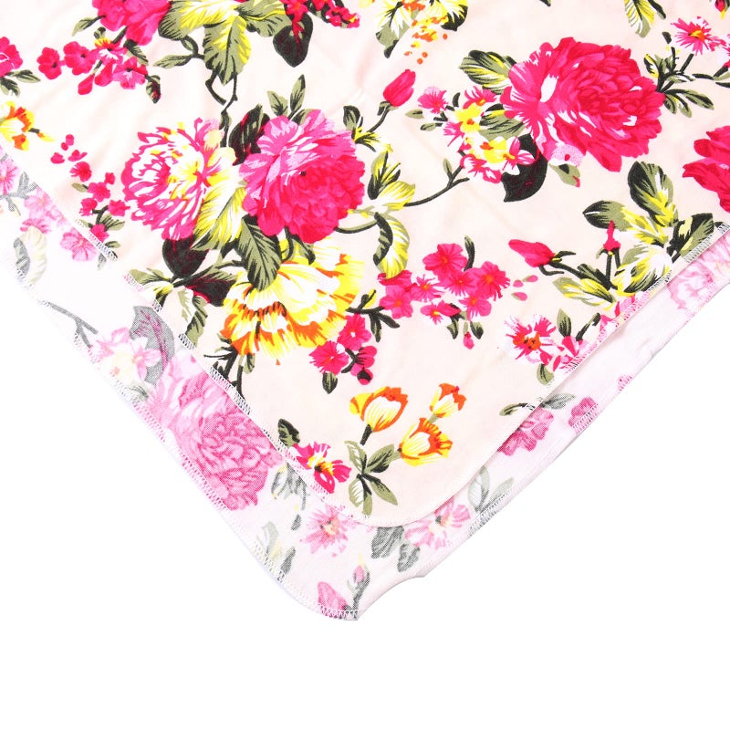 Galabloomer Newborn Receiving Blanket Headband Set Flower Print Baby Swaddle Blankets (ivory flower) - Image 5