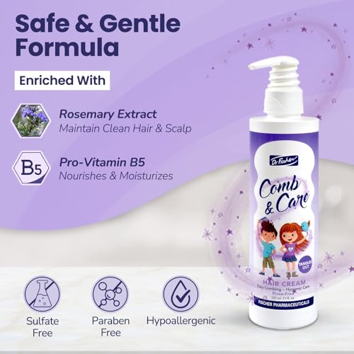 Dr. Fischer Hair Detangler, Cream Leave-In for Children, Rich in Rosemary Oil and Vitamin B5. For an Easy-To-Comb Hair 22 fl.oz. - Twin Pack - Image 5
