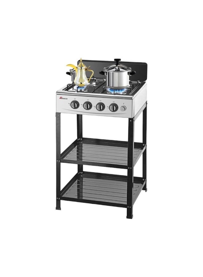 Portable Gas Stove, 4 Burners, Stainless Steel - KW38041  - Image 2