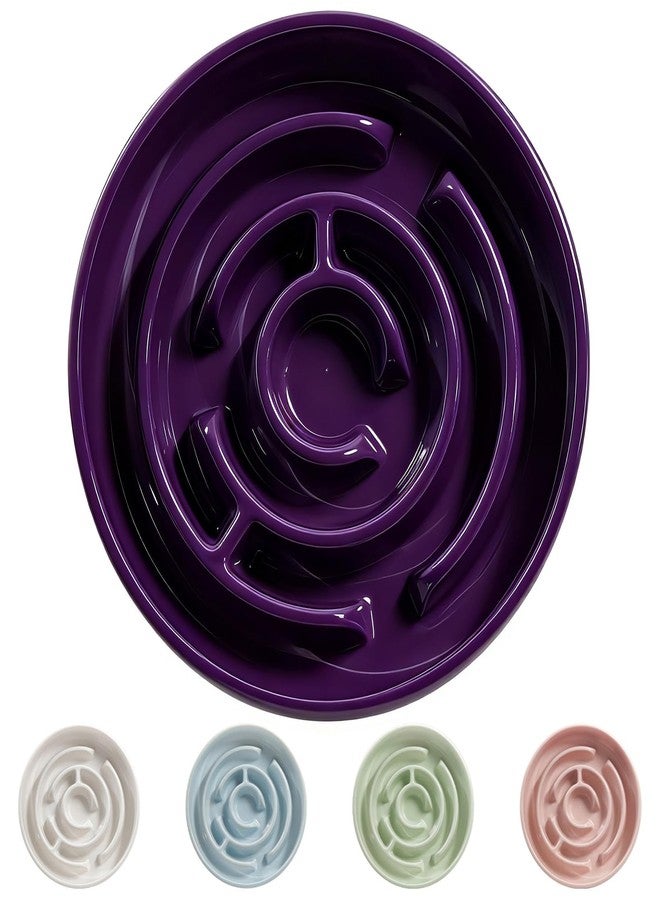 Soniuong Ceramic Slow Feeder Dog Bowl,1.5 Cups Pet Slow Feeder for Small and Medium Breed,Puzzle Dog Food Dish,Anti-Gulping,Stop Bloat,Preventing Choking(Purple) - Image 1