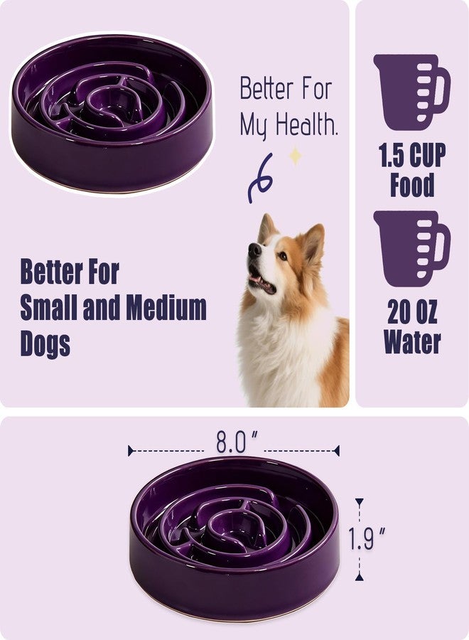 Soniuong Ceramic Slow Feeder Dog Bowl,1.5 Cups Pet Slow Feeder for Small and Medium Breed,Puzzle Dog Food Dish,Anti-Gulping,Stop Bloat,Preventing Choking(Purple) - Image 2