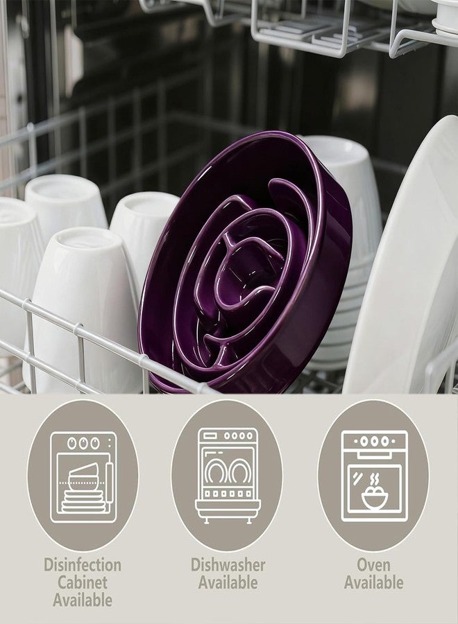 Soniuong Ceramic Slow Feeder Dog Bowl,1.5 Cups Pet Slow Feeder for Small and Medium Breed,Puzzle Dog Food Dish,Anti-Gulping,Stop Bloat,Preventing Choking(Purple) - Image 5