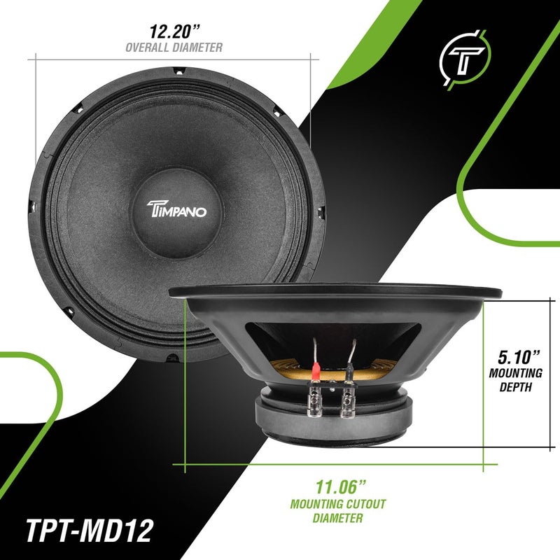 Timpano 12 Inch Midbass Speaker TPT-MD12 800 Watts, 8 Ohm, Mid Bass Loudspeaker for Pro Car Audio (Single) - Image 4
