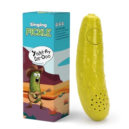 A AIFAMY Pickle That Yodels Singing Cucumber Toy Funny Gag Gift Idea for Adults Friends and Family Includes Batteries - Image 1
