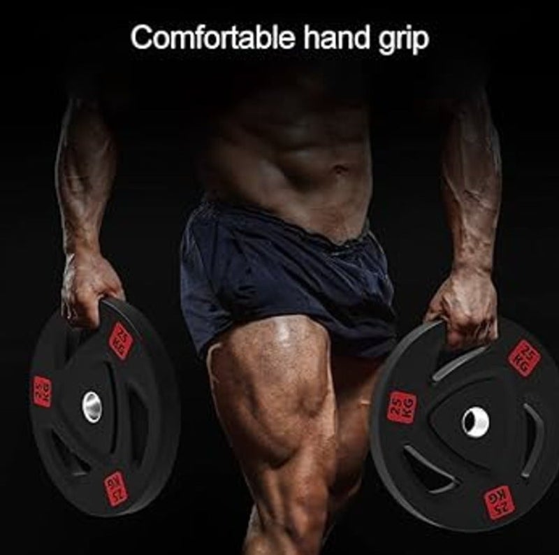 Olympic Rubber Coated Weight Plates 2 Inch Cast Iron Barbell Plates Heavy Duty Gym Weights for Strength Training Powerlifting Bodybuilding Home Gym Equipment Deadlift Squat Bench Press Fitness Plates 2.5KG to 25KG - Image 2