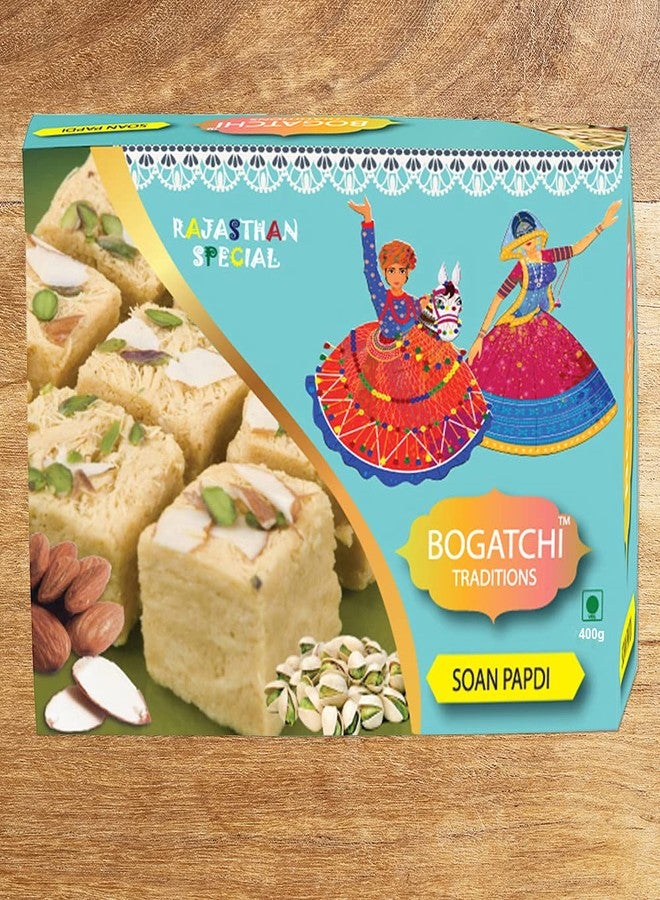 BOGATCHI Rakhi with Sweets Combo | Rakhi Gift for Brother | Rakhi for brother with sweets | Rakhi Gift Hamper|Soan Papdi(200g) + Rakhi Set of 2 +Roli Chawal + Free Rakhi Story Card |250GSP1 - Image 2