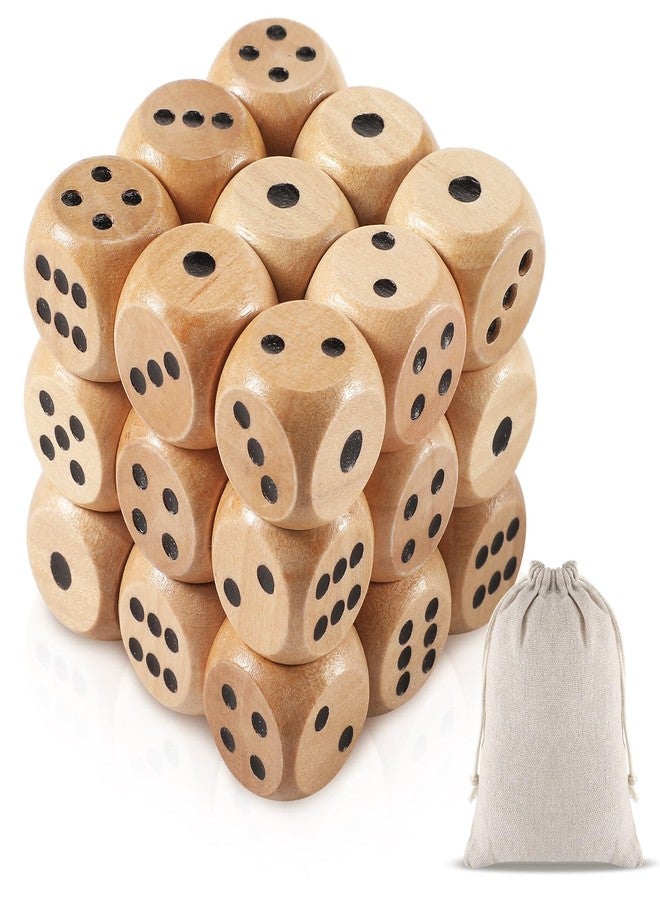 Sonwyoung 50 Pcs Wooden Dice Set 16mm Standard Wooden Dice Bulk 6 Sided with Rounded Corners Wood Game Dice with Carry Bag for Table Games Party Favors - Image 1