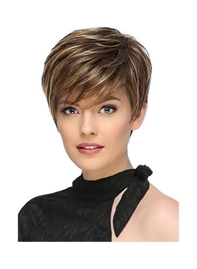 NIBEMINENT Short Straight Hair Extension Brown/Blonde 8inch