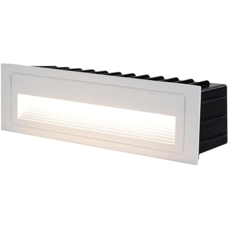V.nice LED Step Light 6W Recessed IP65 Outdoor Wall Light – Modern Long Rectangle Deck Stair Lamp, Black/White Housing, 3000K Warm White, Aluminum+Glass, Waterproof 220-240V - Image 1