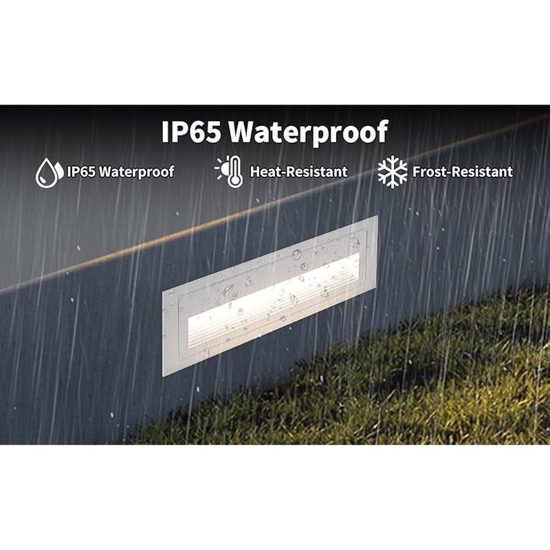 V.nice LED Step Light 6W Recessed IP65 Outdoor Wall Light – Modern Long Rectangle Deck Stair Lamp, Black/White Housing, 3000K Warm White, Aluminum+Glass, Waterproof 220-240V - Image 4