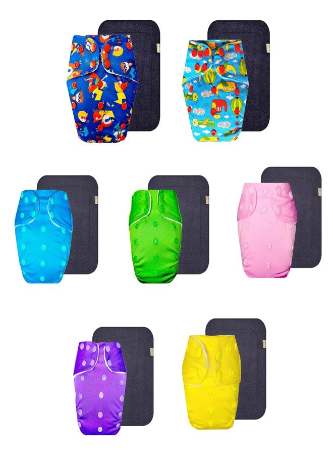 حفاضات قماشية فاخرة من دمبلدو مع حشوة رمادية (عبوة من 7 قطع) | ملائمة تمامًا | مانعة للتسرب | سريعة الجفاف | تغيير حفاضات بدون قلق | من 3 أشهر إلى 3 سنوات | للجنسين - Image 1